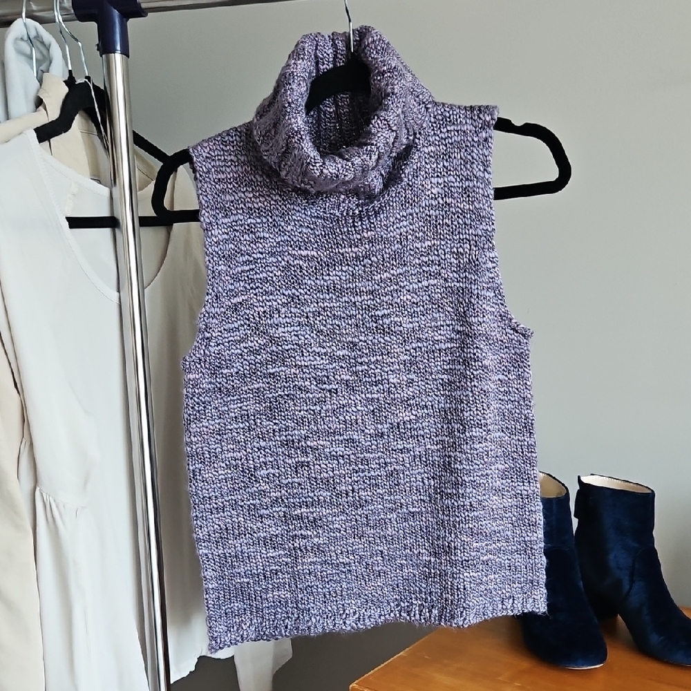 Sleeveless Cowl Neck Sweater Tank - Lavender Knit